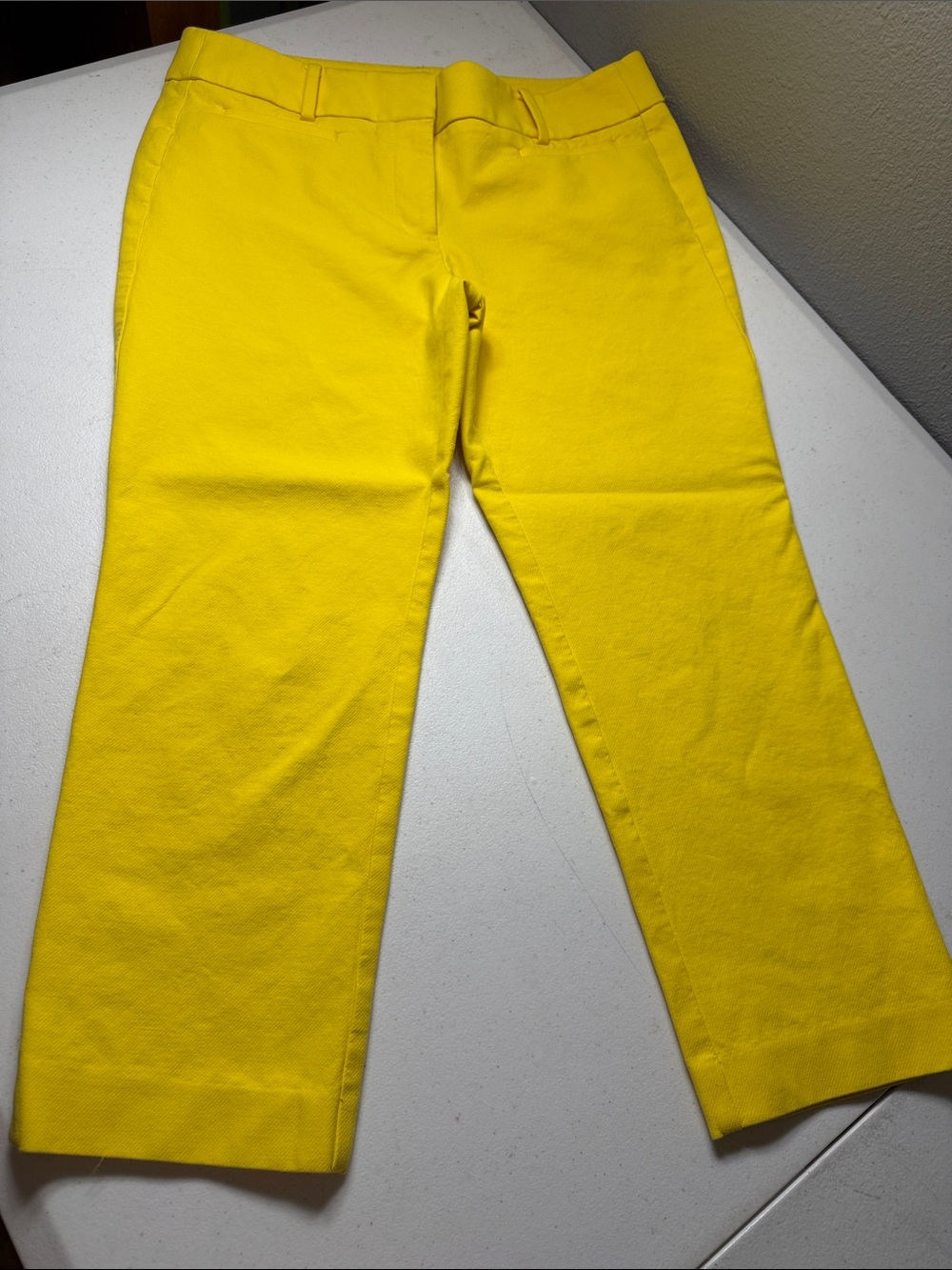 LOFT Yellow Cropped Straight-Leg Pants. Marisa